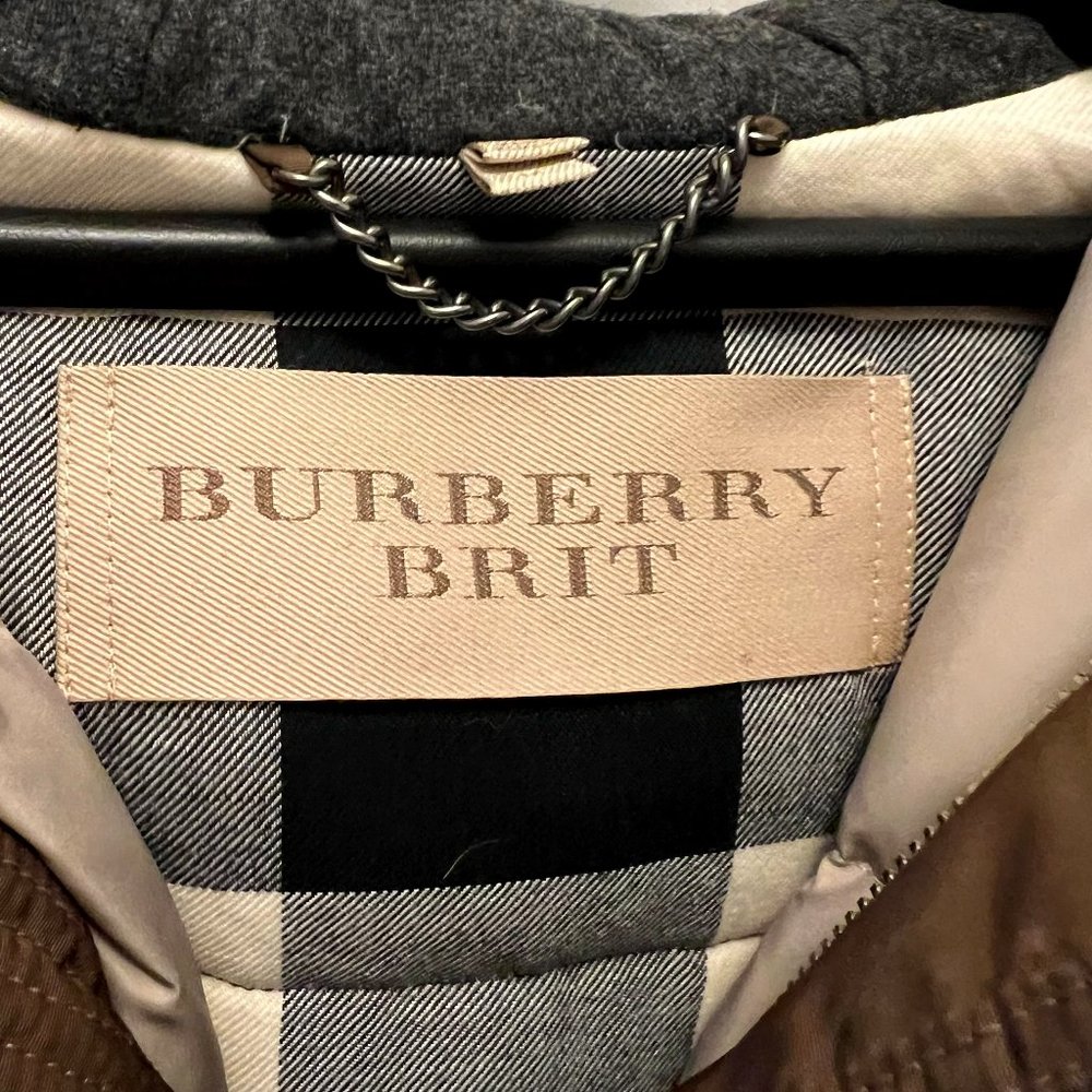Burberry Brit Fur trimmed hooded coat; Chocolate Brown
